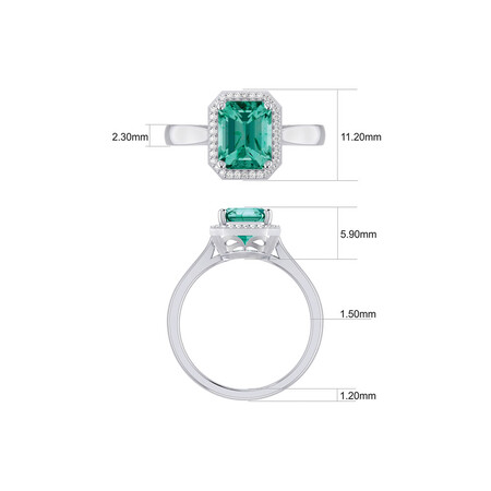 Ring with Created Emerald & Diamonds in 10kt White Gold Ring with Created Emerald & Diamonds in 10kt White Gold