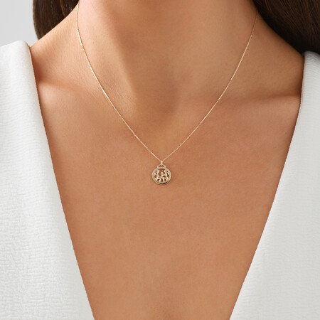 Gemini Zodiac Pendant with Chain in 10kt Yellow Gold Gemini Zodiac Pendant with Chain in 10kt Yellow Gold