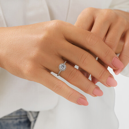Halo Ring with Cubic Zirconia in Sterling Silver Halo Ring with Cubic Zirconia in Sterling Silver