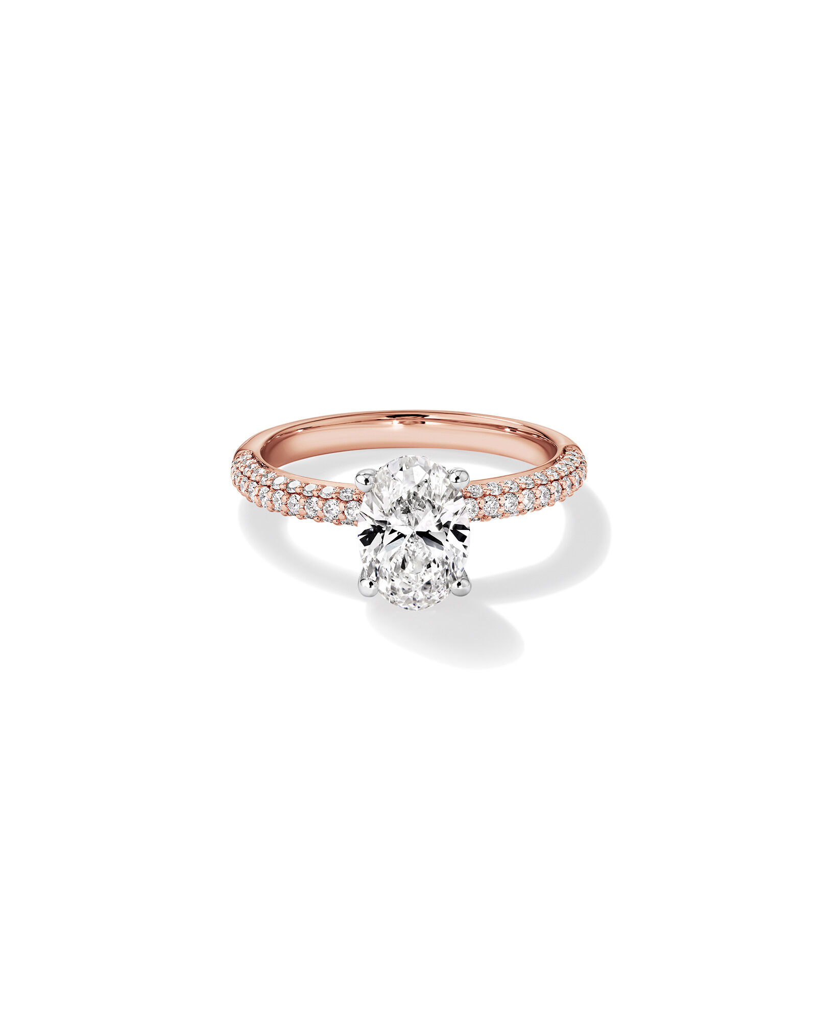 Bague de fiançailles TW de 1,95 carat en diamants de laboratoire en or rose et blanc 14 carats