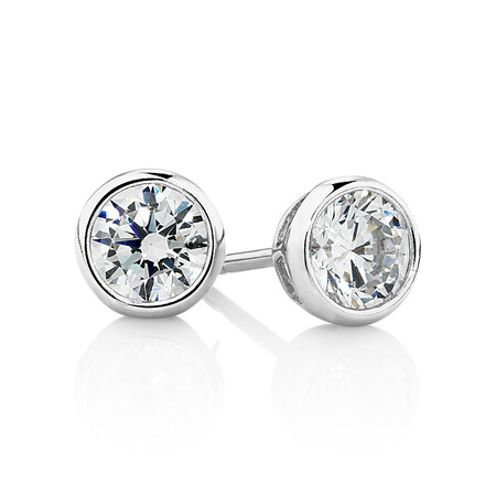 Stud Earrings with Cubic Zirconia in Sterling Silver Stud Earrings with Cubic Zirconia in Sterling Silver