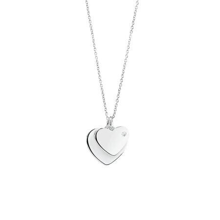 Heart Pendant with Cubic Zirconia in Sterling Silver