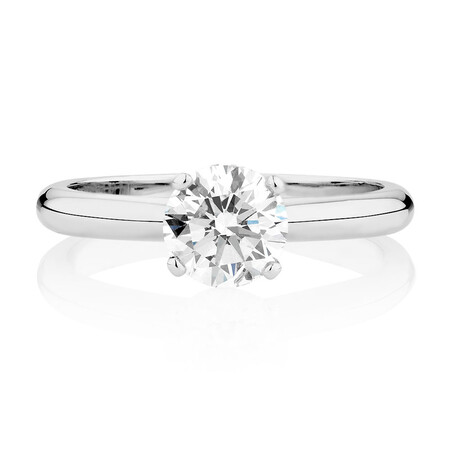 Certified Solitaire Engagement Ring with a 1 Carat TW Diamond in 14ct White Gold Certified Solitaire Engagement Ring with a 1 Carat TW Diamond in 14ct White Gold