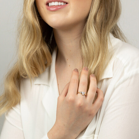Heart Pave Ring with Diamonds in 10kt Yellow Gold Heart Pave Ring with Diamonds in 10kt Yellow Gold
