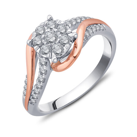 Cluster Ring with 1/2 Carat TW of Diamonds in 10kt Yellow & White Gold Cluster Ring with 1/2 Carat TW of Diamonds in 10kt Yellow & White Gold