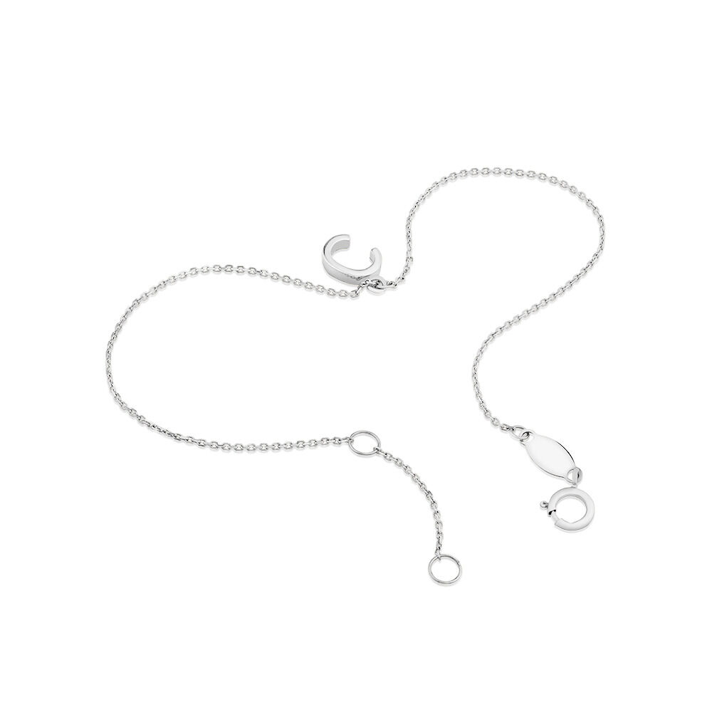 19cm (7.5") C Initial Bracelet in Sterling Silver