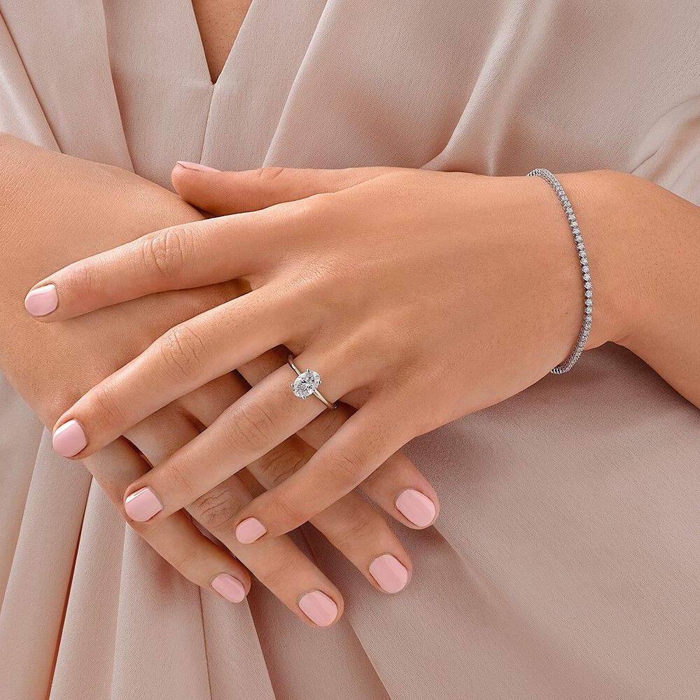 Bracelet tennis en diamants cultivés en laboratoire TW de 0,90 carat serti en or blanc 10 carats