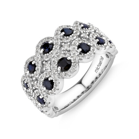 Ring with Sapphire & .80 Carat TW of Diamonds in 14kt White Gold Ring with Sapphire & .80 Carat TW of Diamonds in 14kt White Gold