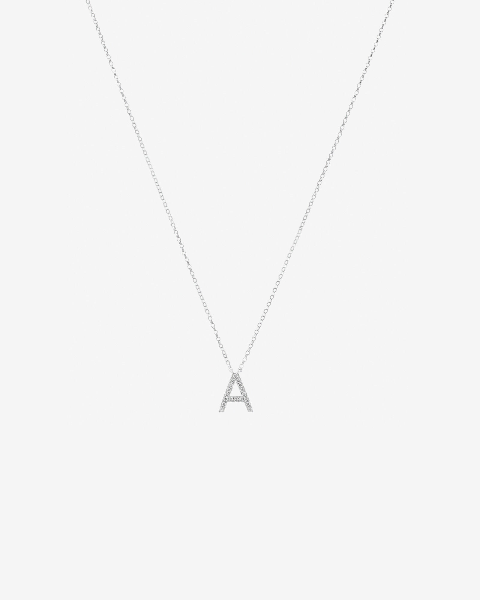 A' Initial necklace with 0.10 Carat TW of Diamonds in 10kt White Gold