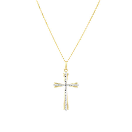 Cross Pendant in 10kt Yellow & White Gold Cross Pendant in 10kt Yellow & White Gold
