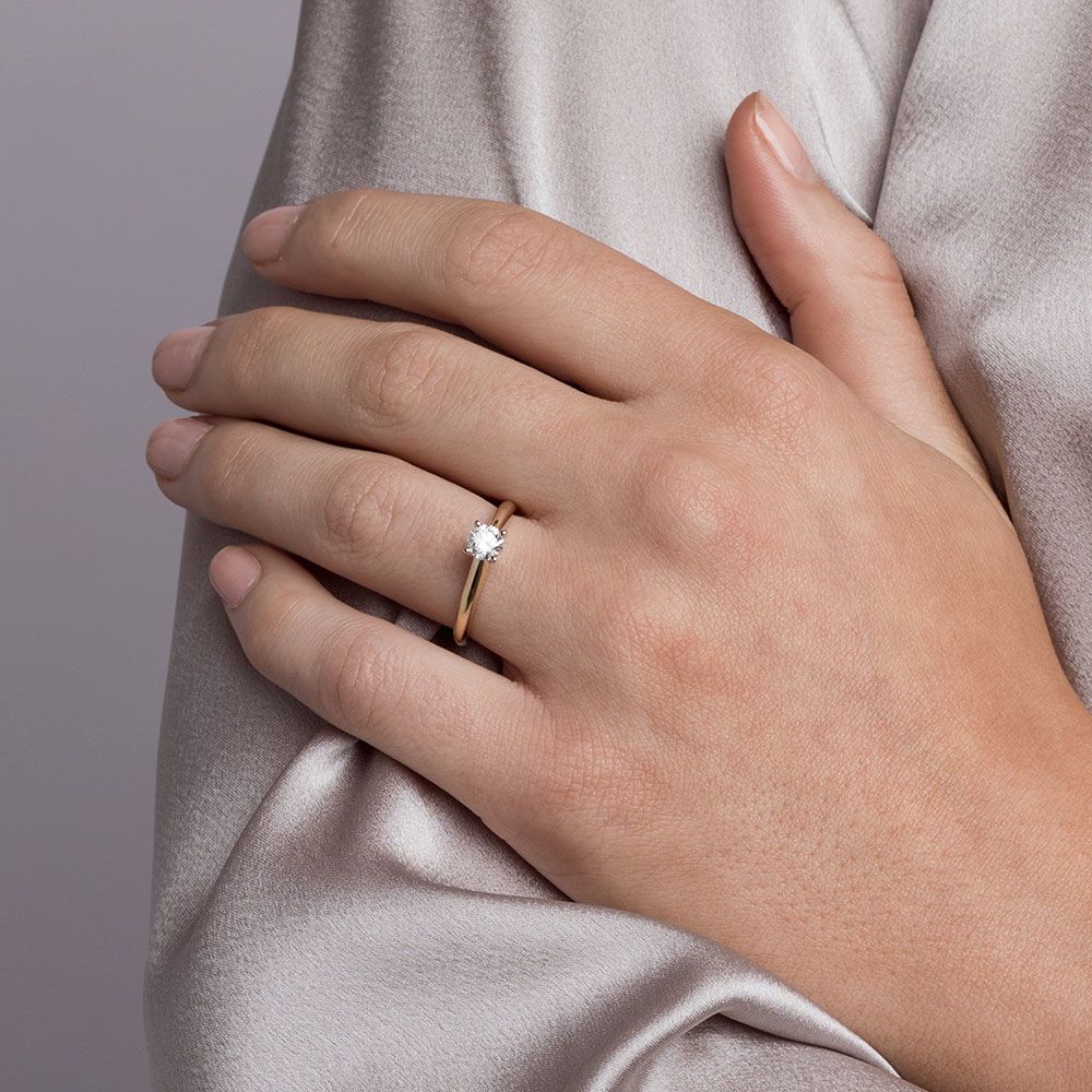 Solitaire Engagement Ring with 0.50 Carat TW Of Diamonds in 14kt Yellow & White Gold