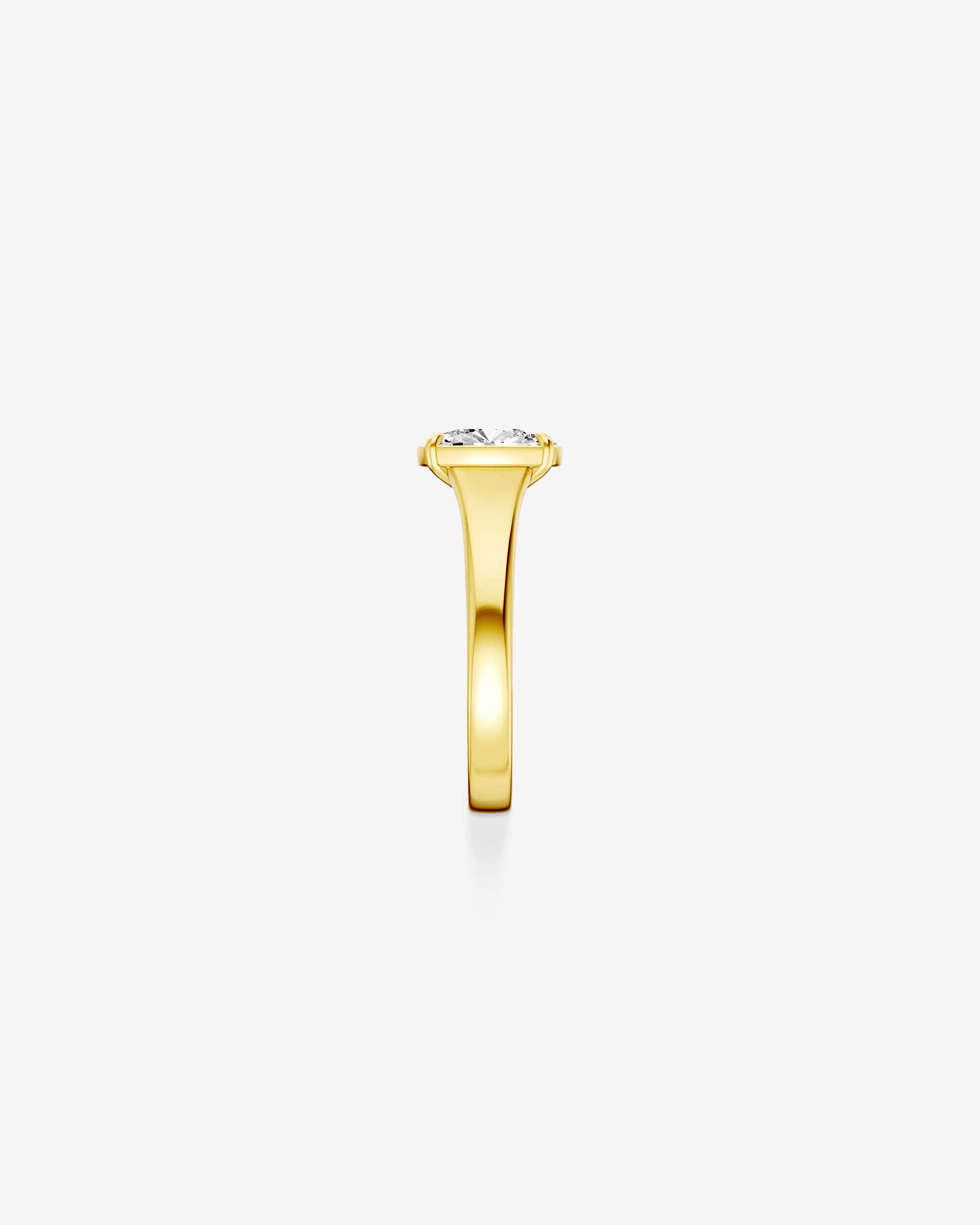Carat Laboratory-Grown Elongated Cushion Diamond Solitaire Four Claw with Low Set Bezel Engagement Ring in 14kt Yellow Gold