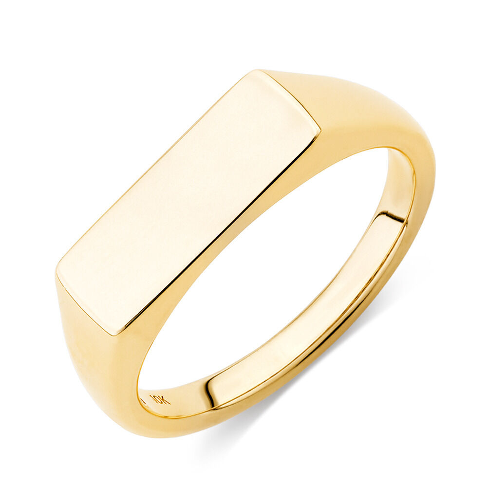 Rectangle Bar Signet Ring in 10kt Yellow Gold