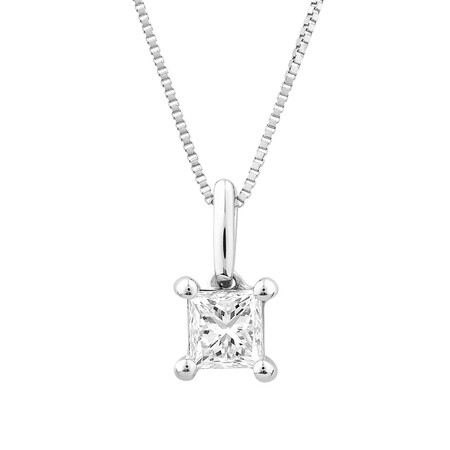 Solitaire Pendant with a 1/2 Carat Diamond in 14kt White Gold