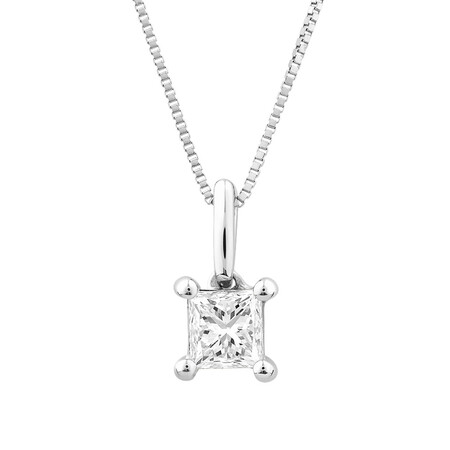 Solitaire Pendant with a 1/2 Carat Diamond in 14kt White Gold Solitaire Pendant with a 1/2 Carat Diamond in 14kt White Gold