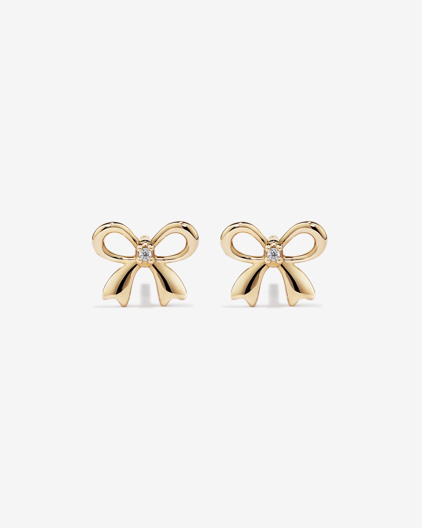 Cubic Zirconia Bow Stud Earrings in 10kt Yellow Gold