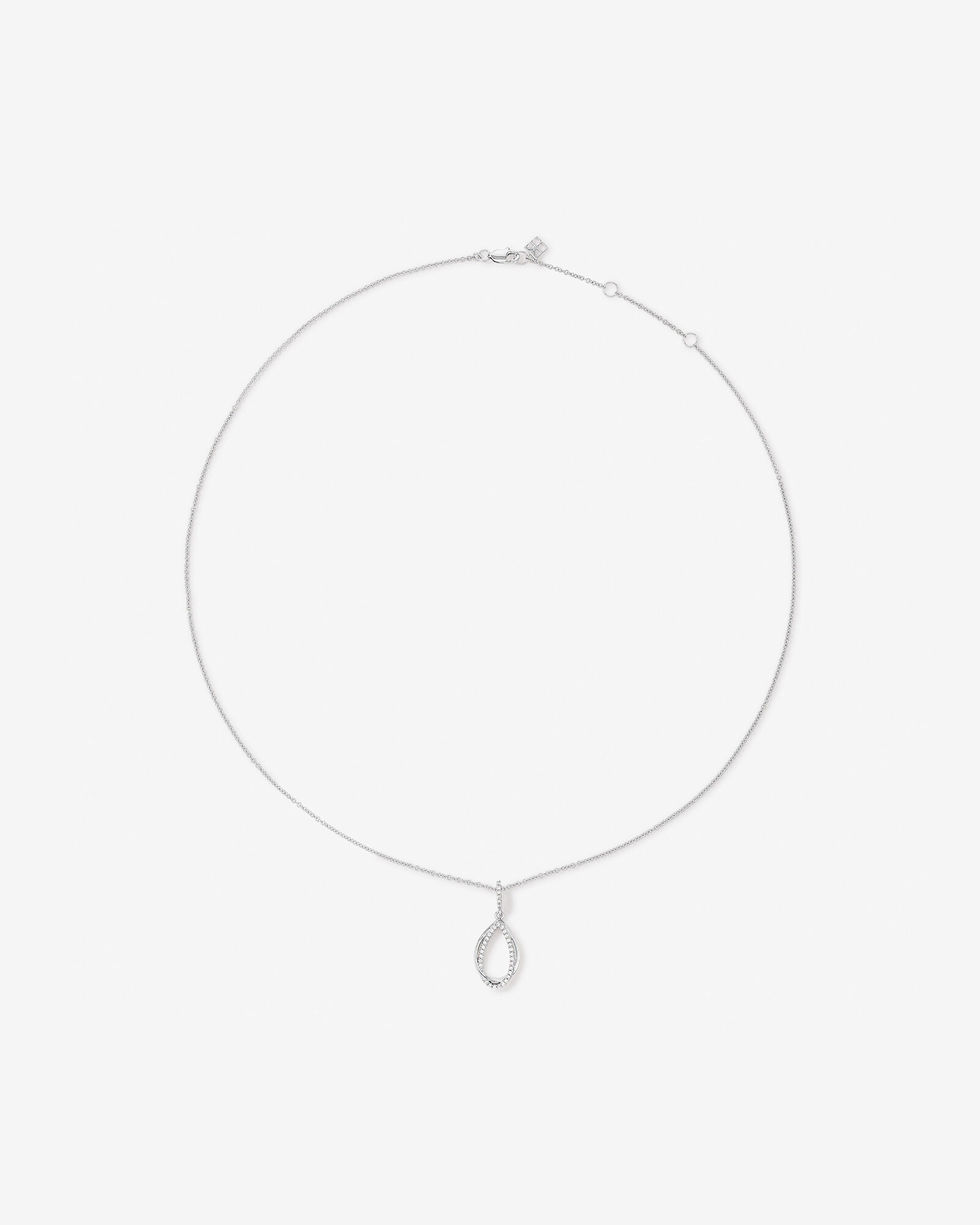Cubic Zirconia Interlaced Oval Pendant Necklace in Sterling Silver