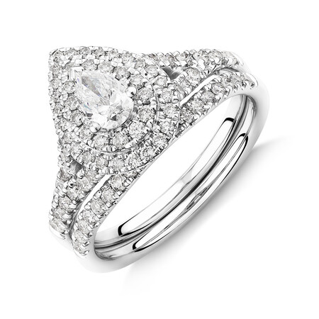 Bridal Set with 1 Carat TW of Diamonds in 14kt White Gold Bridal Set with 1 Carat TW of Diamonds in 14kt White Gold