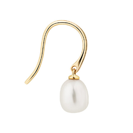 Drop Earrings with Cultured Freshwater Pearl in 10kt Yellow Gold Drop Earrings with Cultured Freshwater Pearl in 10kt Yellow Gold