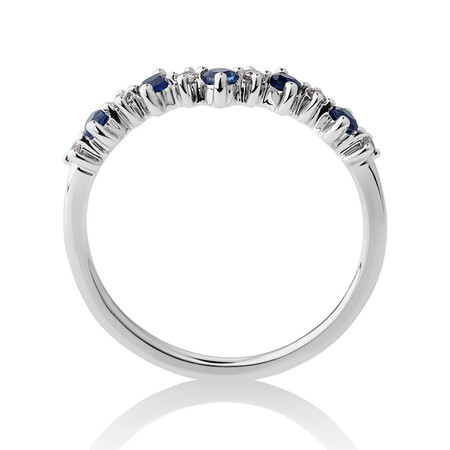 Ring with Created Blue Sapphire & Diamonds in 10kt White Gold Ring with Created Blue Sapphire & Diamonds in 10kt White Gold