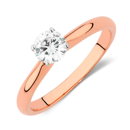 Certified Solitaire Engagement Ring with a 0.50 Carat TW Diamond in 14kt Rose and White Gold Certified Solitaire Engagement Ring with a 0.50 Carat TW Diamond in 14kt Rose and White Gold