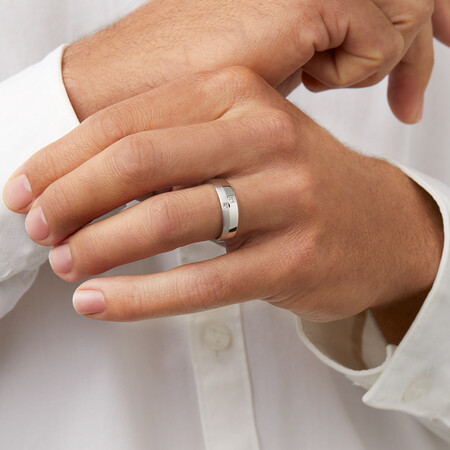 Men's Ring with Diamonds in 10kt White Gold Men's Ring with Diamonds in 10kt White Gold