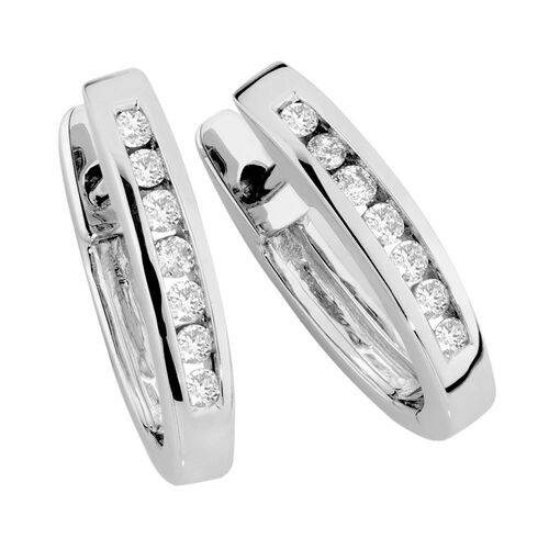 Hoop Earrings with 0.15 Carat TW of Diamonds in 10kt White Gold
