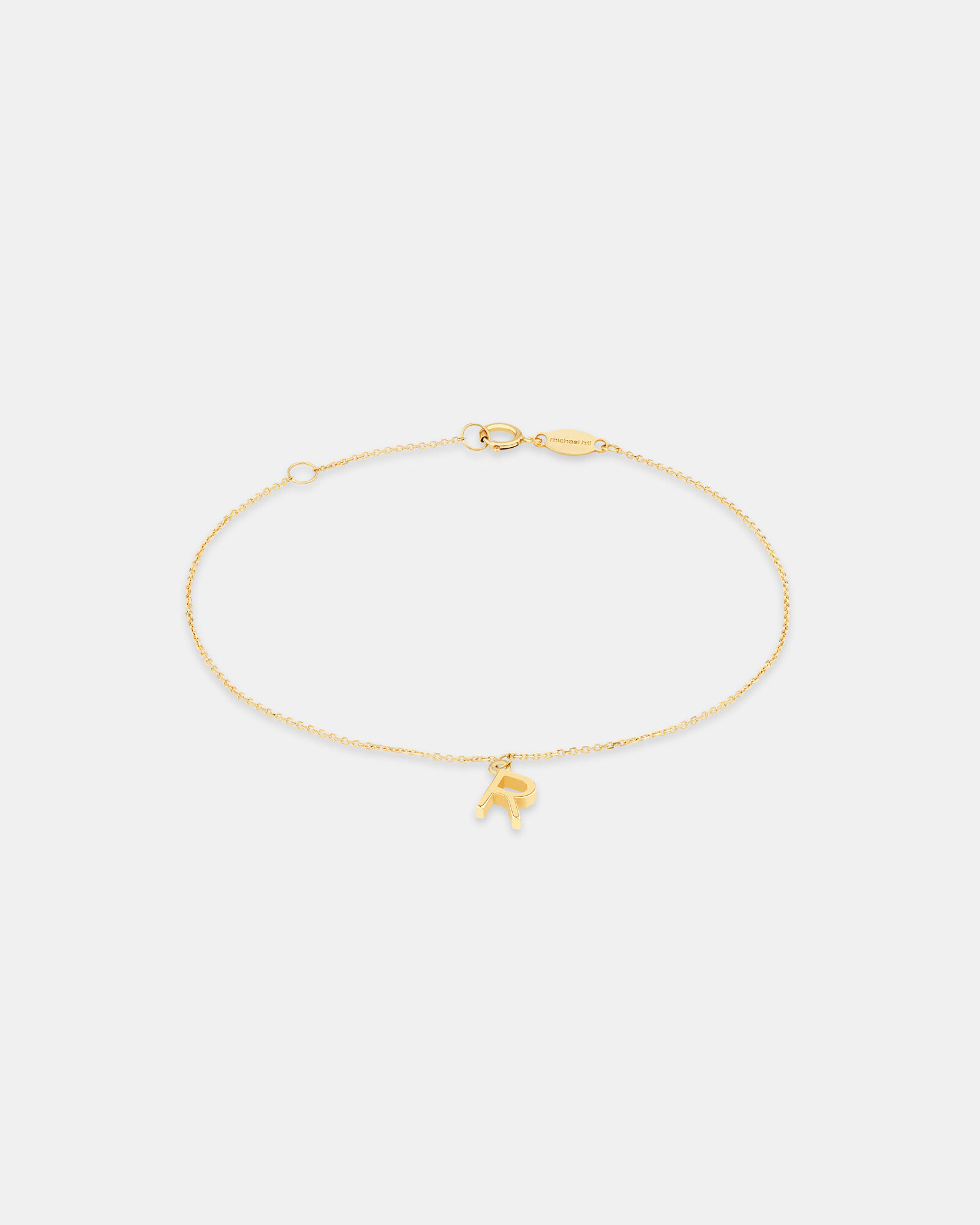 19cm (7.5") R Initial Bracelet in 10kt Yellow Gold