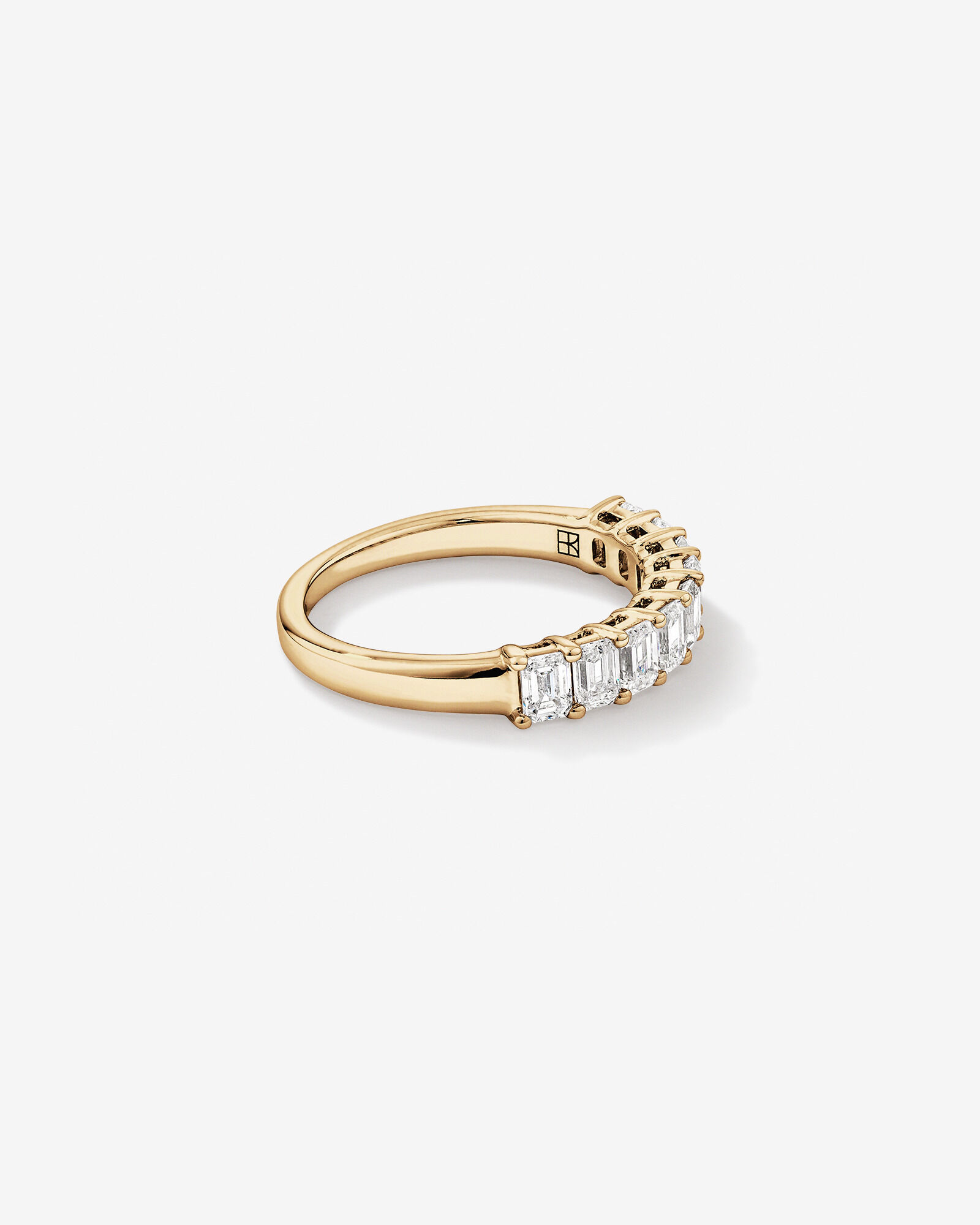 Alliance de mariage en diamant cultivé en laboratoire TW taille émeraude de 1,17 carat en or jaune 14 carats