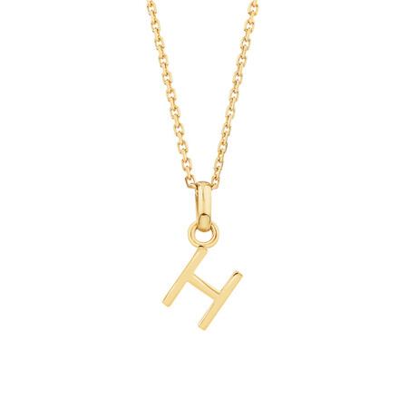 "H" Initial Pendant with Chain in 10kt Yellow Gold