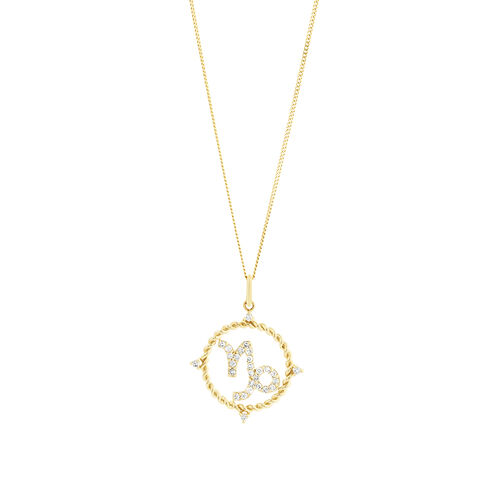 Capricorn Zodiac Pendant with 0.20 Carat TW of Diamonds in 10kt Yellow Gold