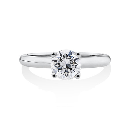 Certified Solitaire Engagement Ring with 1 Carat TW Diamond in 14kt White Gold Certified Solitaire Engagement Ring with 1 Carat TW Diamond in 14kt White Gold