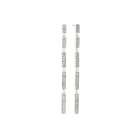Drop Earrings with 0.16 Carat TW of Diamonds in 10kt White Gold Drop Earrings with 0.16 Carat TW of Diamonds in 10kt White Gold