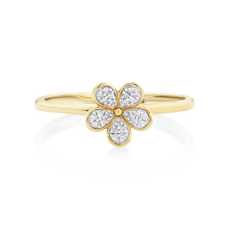 Flower Ring with 0.05 Carat TW of Diamonds in 10kt Yellow Gold Flower Ring with 0.05 Carat TW of Diamonds in 10kt Yellow Gold