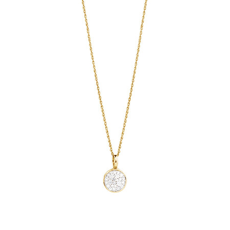 Pave Circle Pendant with 0.19 Carat TW of Diamonds in 10kt Yellow Gold