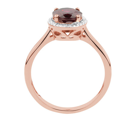 Ring with Rhodolite Garnet & Diamonds in 10kt Rose Gold Ring with Rhodolite Garnet & Diamonds in 10kt Rose Gold