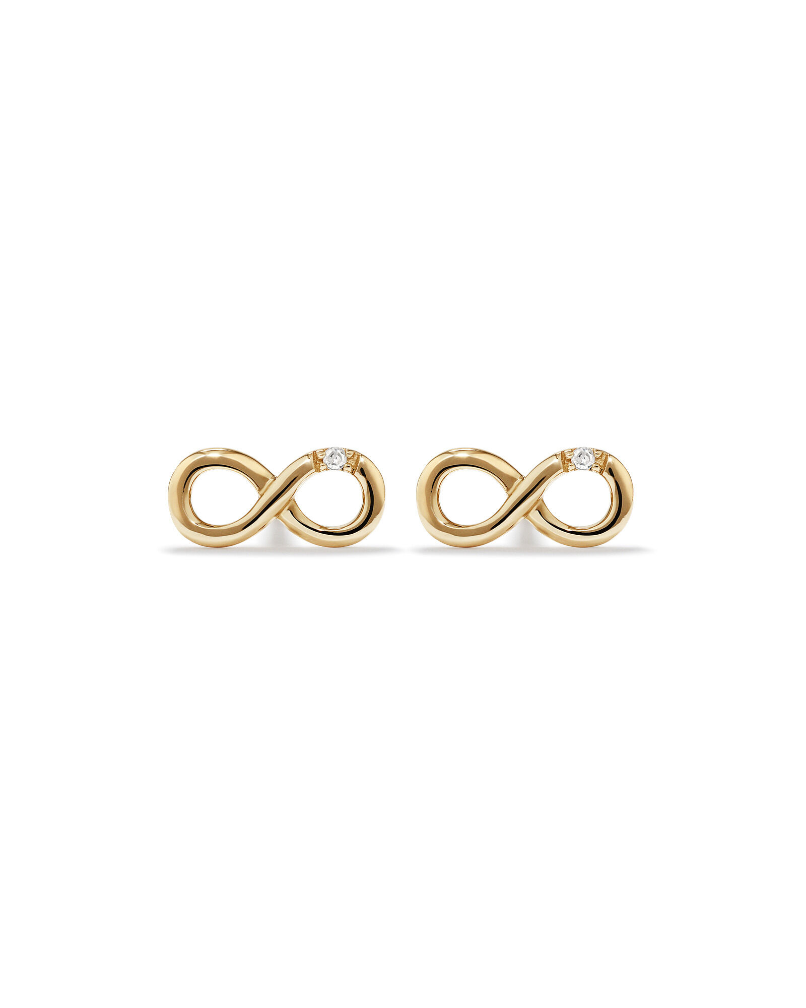 Diamond Accent Infinity Stud Earrings in 10kt Yellow Gold