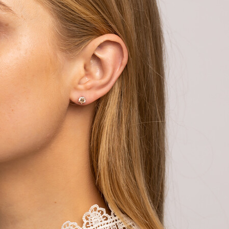 Stud Earrings with Morganite Cubic Zirconia in Sterling Silver Stud Earrings with Morganite Cubic Zirconia in Sterling Silver