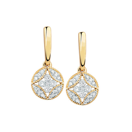 Drop Earrings with 1/4 Carat TW of Diamonds in 10kt Yellow Gold Drop Earrings with 1/4 Carat TW of Diamonds in 10kt Yellow Gold
