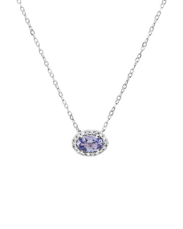 Halo Tanzanite & Diamond Necklace in 10kt White Gold Halo Tanzanite & Diamond Necklace in 10kt White Gold
