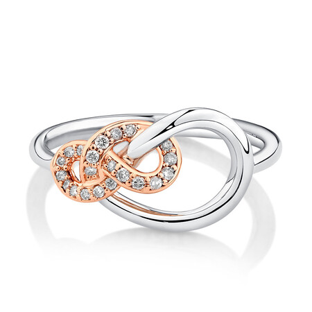 Knots Ring with 0.11 Carat TW of Diamonds in Sterling Silver & 10kt Rose Gold Knots Ring with 0.11 Carat TW of Diamonds in Sterling Silver & 10kt Rose Gold