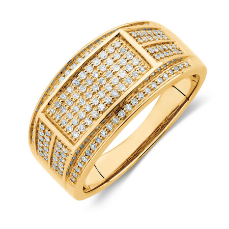 Men's Ring with 0.45 Carat TW of Diamonds in 10kt Yellow Gold Men's Ring with 0.45 Carat TW of Diamonds in 10kt Yellow Gold
