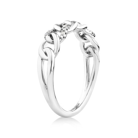 Link Ring with Diamonds in Sterling Silver Link Ring with Diamonds in Sterling Silver