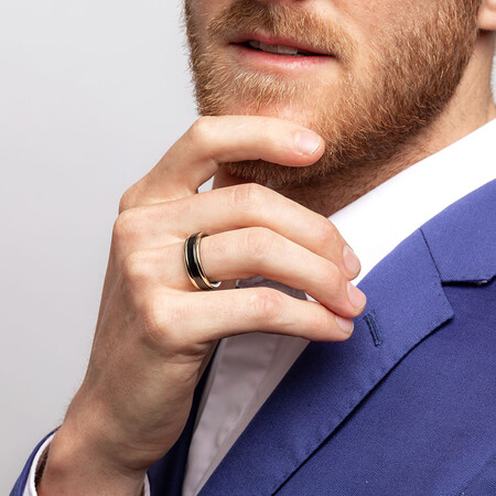 7mm Ring in 10ct Yellow Gold & Black Titanium 7mm Ring in 10ct Yellow Gold & Black Titanium