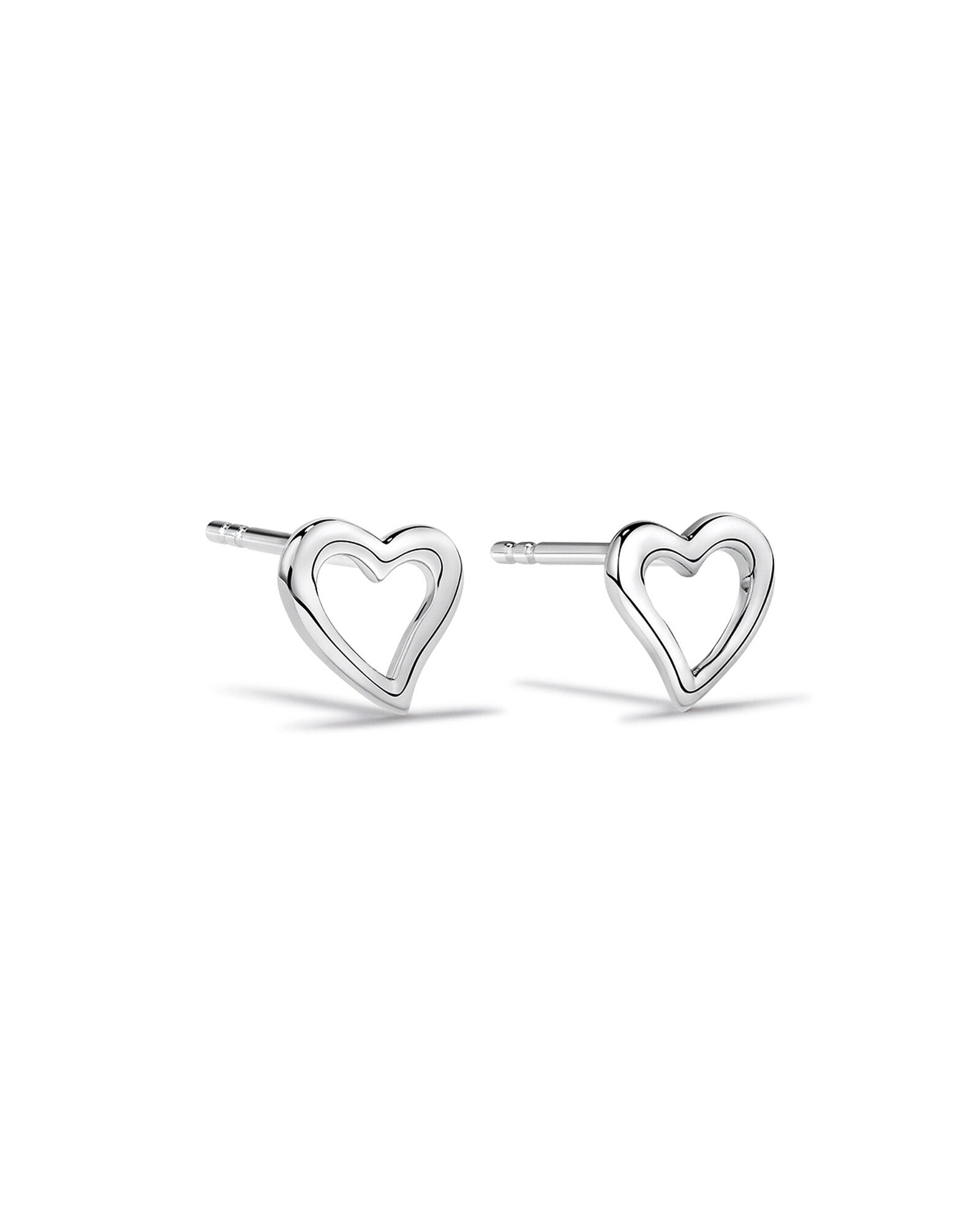 Heart shaped stud earrings silver store