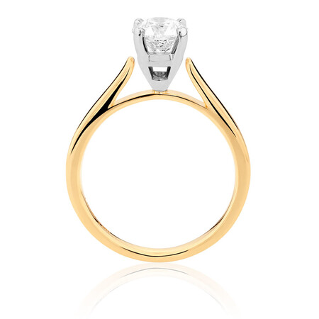 Certified Solitaire Engagement Ring with a 1 Carat TW Diamond in 14ct Yellow & White Gold Certified Solitaire Engagement Ring with a 1 Carat TW Diamond in 14ct Yellow & White Gold