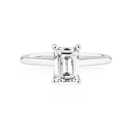 Laboratory-Created 1.25 Carat Emerald Cut Diamond Ring In 14kt White Gold Laboratory-Created 1.25 Carat Emerald Cut Diamond Ring In 14kt White Gold