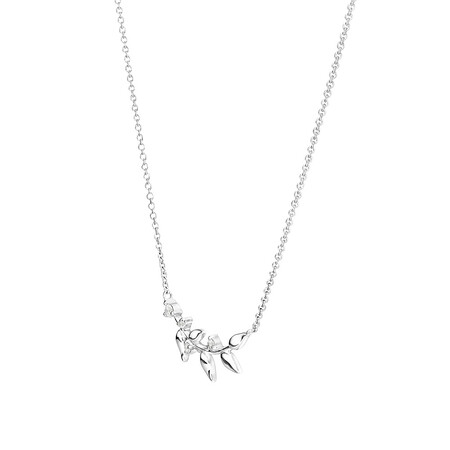 50cm Leaf Necklace with Cubic Zirconia in Sterling Silver 50cm Leaf Necklace with Cubic Zirconia in Sterling Silver