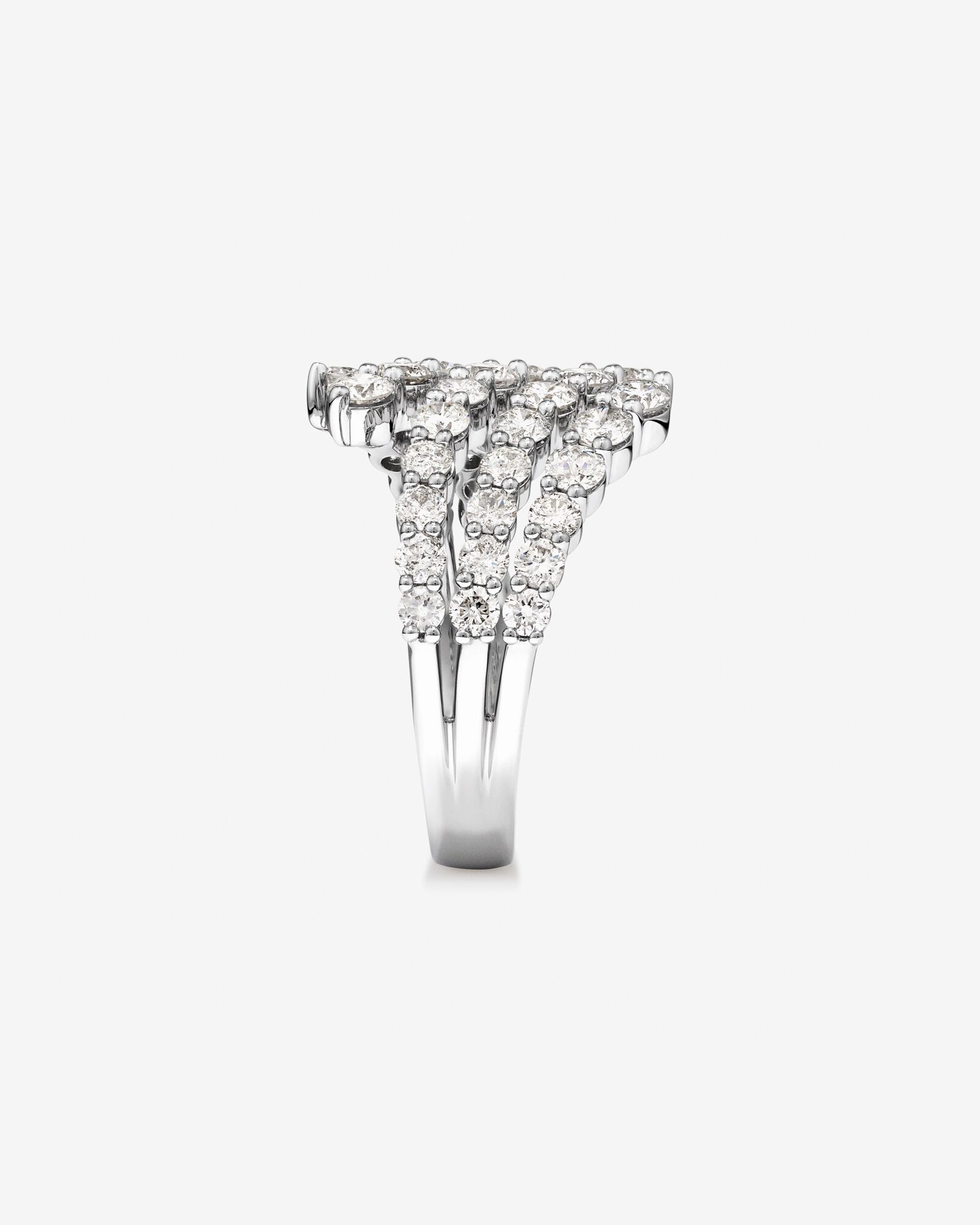 Fan Bypass Ring with 2.00 Carat TW of Diamonds in 18kt White Gold