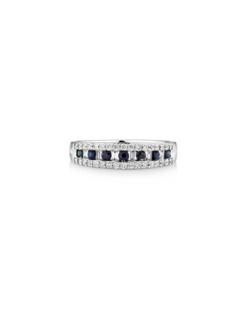 Ring with Sapphire & 0.29 Carat TW of Diamonds In 10kt White Gold Ring with Sapphire & 0.29 Carat TW of Diamonds In 10kt White Gold
